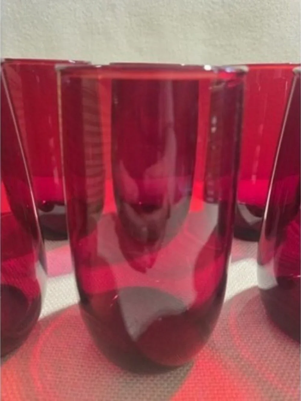 Vintage Anchor Hocking Royal Ruby Red Smooth glass Tumblers Glasses Set of 8 MCM